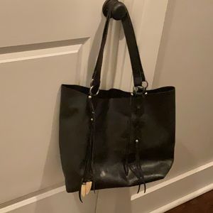 Anthropologie black leather tote bag